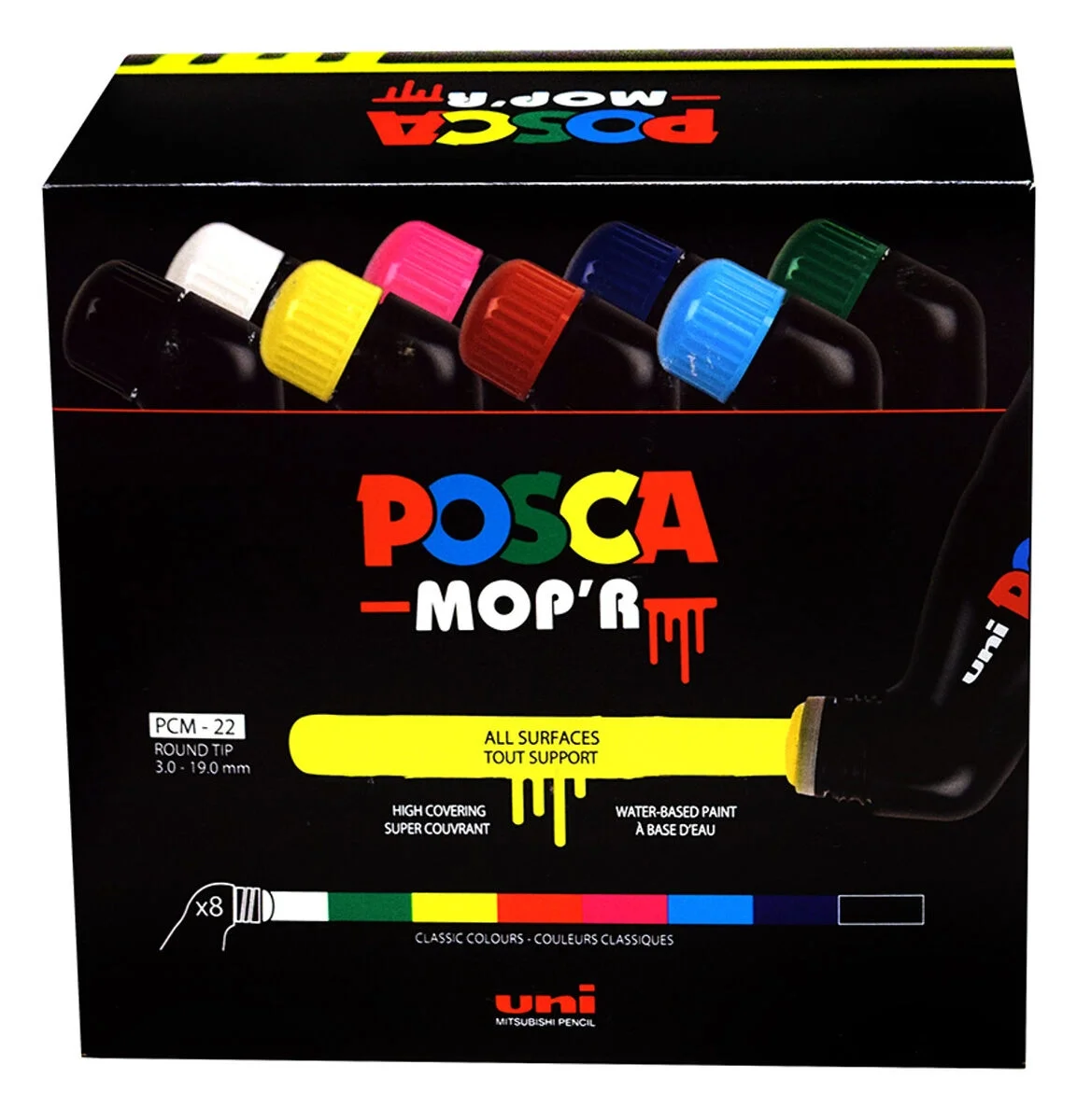 Uni Posca Mop'r PCM-22 Boyama Markörü Seti 3-19 mm. 8 Renk