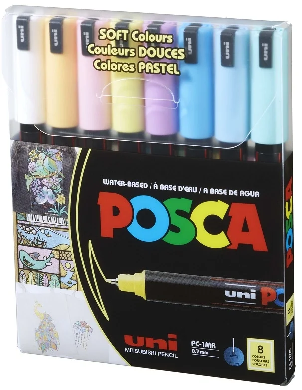 Uni Posca PC-1MR 0.7 Su Bazlı Boyama Markörü Seti Pastel Renkler 8 RENK