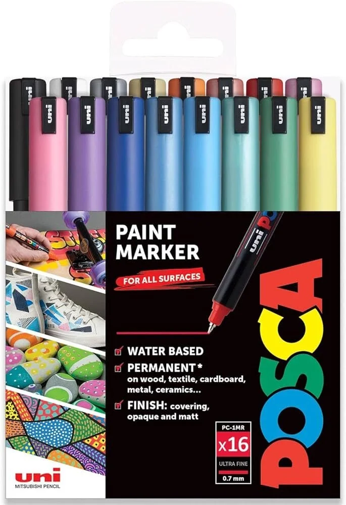 Uni Posca PC-1MR 0.7 Su Bazlı Boyama Markörü Seti 16 RENK