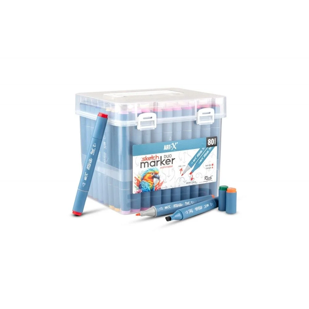 Rich Art-X Sketch Marker Duo Çift Uçlu Marker Kalem Seti 80 Renk