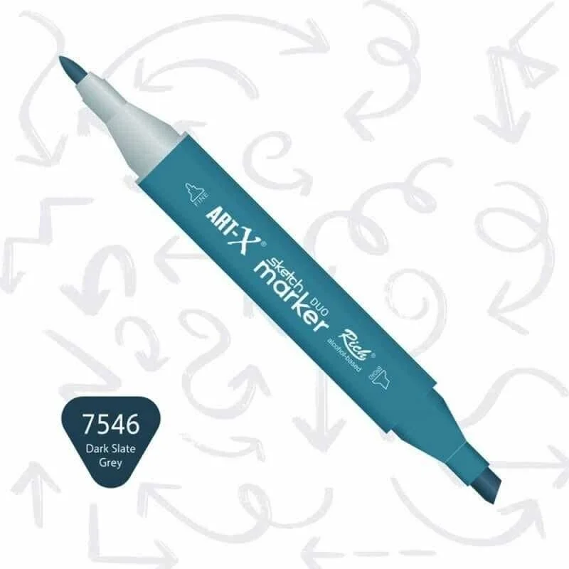 Rich Art-X Sketch Marker Duo Çift Uçlu Marker Kalem 7546 Dark Slate Grey