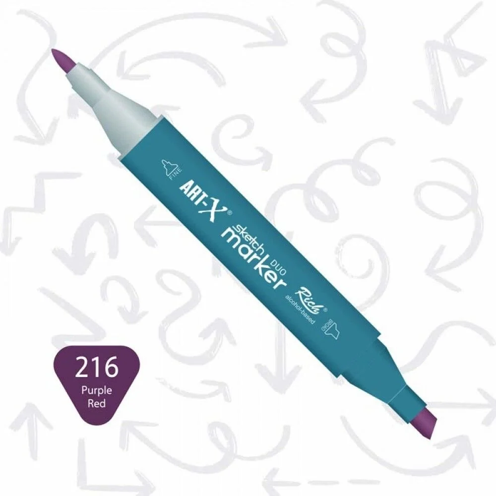 Rich Art-X Sketch Marker Duo Çift Uçlu Marker Kalem 216 Purple Red