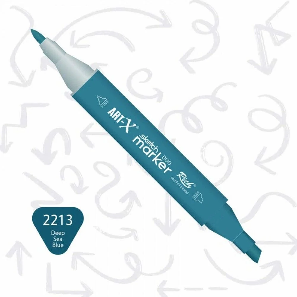 Rich Art-X Sketch Marker Duo Çift Uçlu Marker Kalem 2213 Deep Sea Blue
