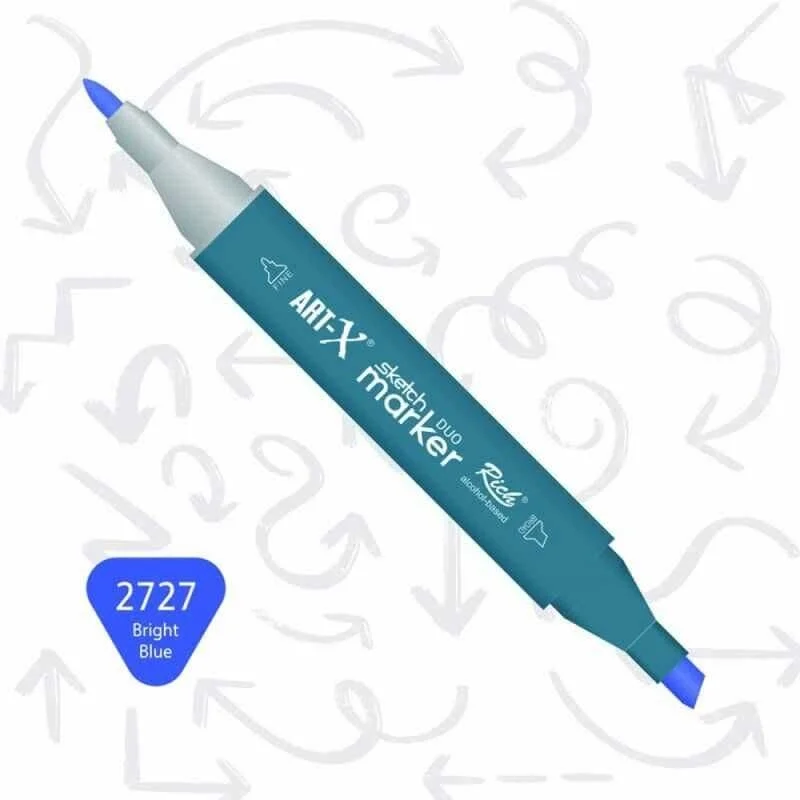 Rich Art-X Sketch Marker Duo Çift Uçlu Marker Kalem 2727 Bright Blue