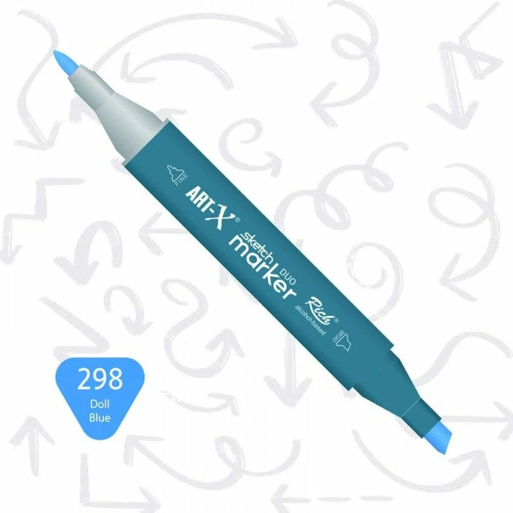 Rich Art-X Sketch Marker Duo Çift Uçlu Marker Kalem 298 Doll Blue