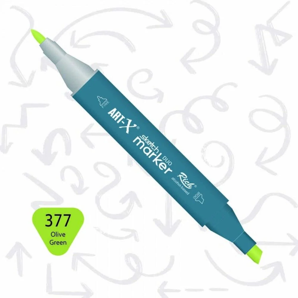 Rich Art-X Sketch Marker Duo Çift Uçlu Marker Kalem 377 Olive Green