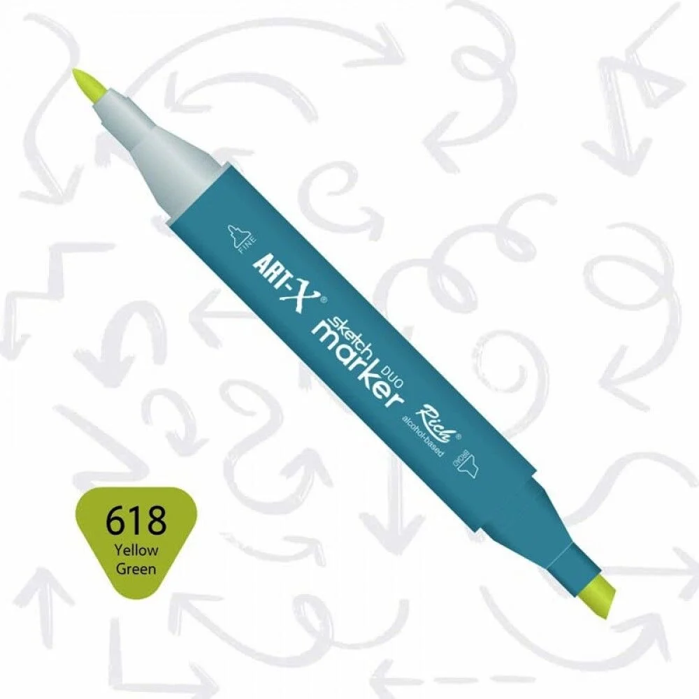 Rich Art-X Sketch Marker Duo Çift Uçlu Marker Kalem 618 Yellow Green