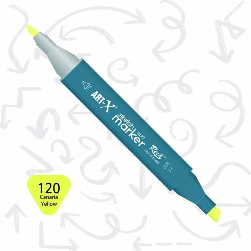 Rich Art-X Sketch Marker Duo Çift Uçlu Marker Kalem 120 Canaria Yellow