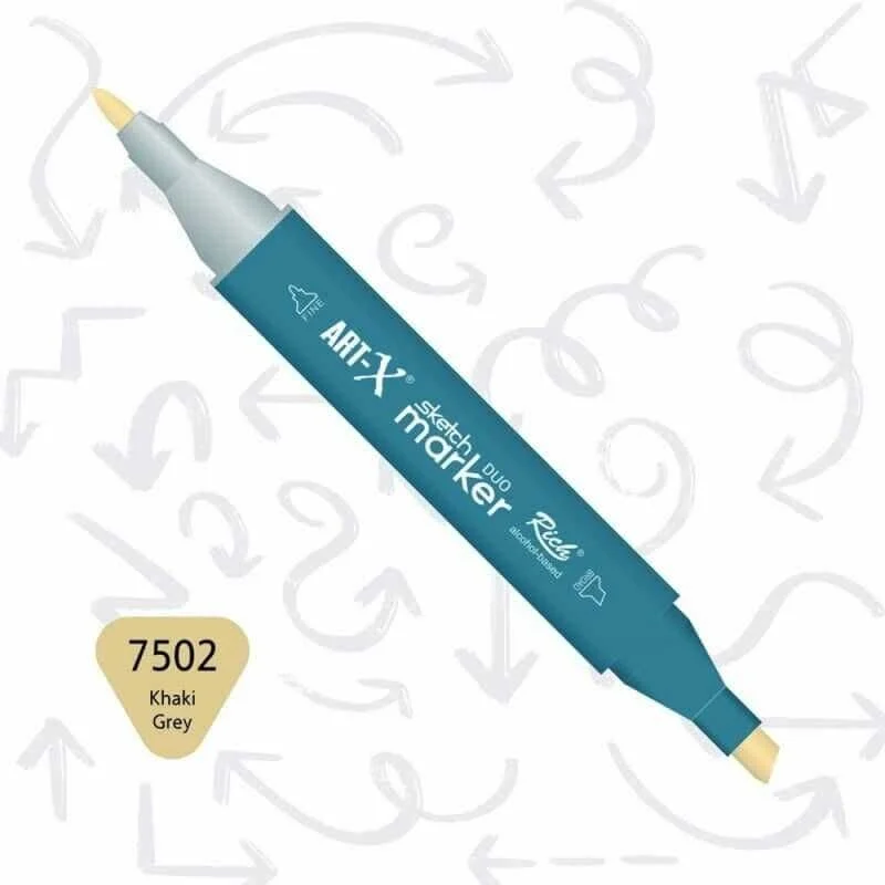 Rich Art-X Sketch Marker Duo Çift Uçlu Marker Kalem 7502 Khaki Grey
