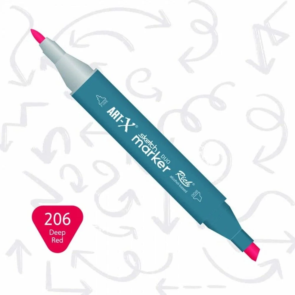 Rich Art-X Sketch Marker Duo Çift Uçlu Marker Kalem 206 Deep Red