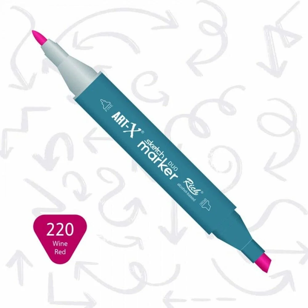 Rich Art-X Sketch Marker Duo Çift Uçlu Marker Kalem 220 Wine Red