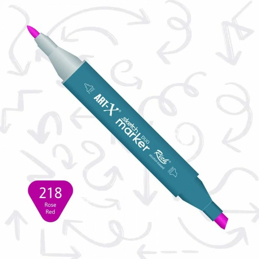 Rich Art-X Sketch Marker Duo Çift Uçlu Marker Kalem 218 Rose Red