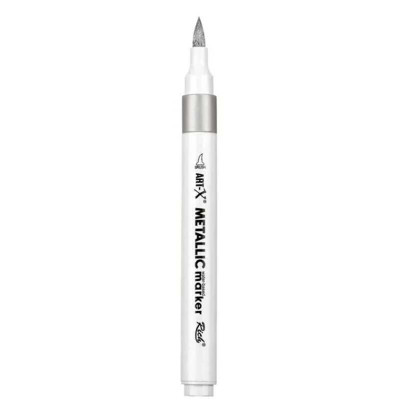 Rich Art-X Acrylic Metallic Marker Su Bazlı Yaldızlı Boyama Markörü Metalik Gümüş