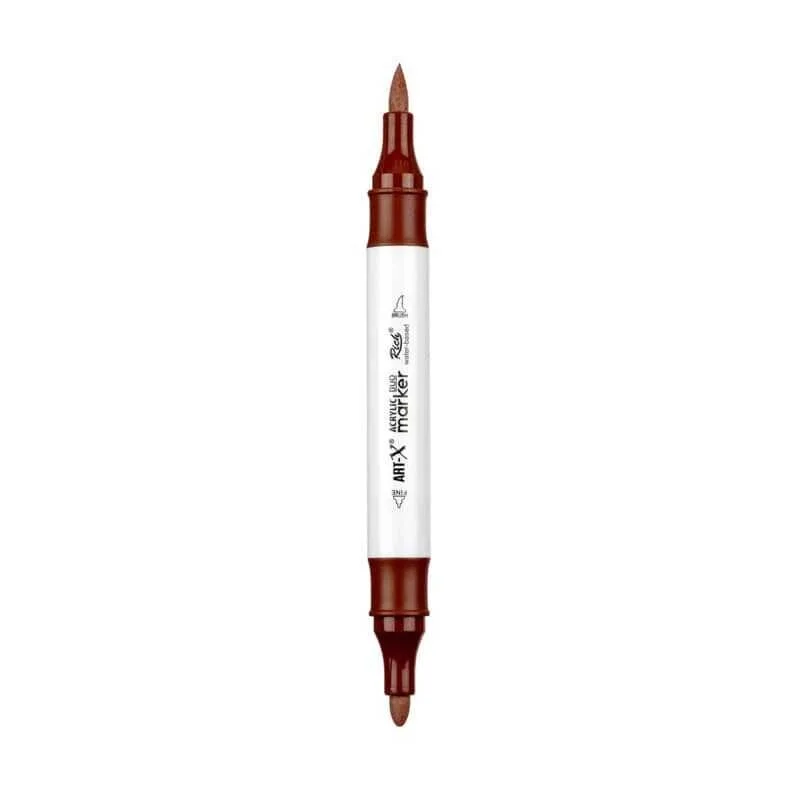 Rich Art-X Acrylic Duo Marker Çift Uçlu Su Bazlı Boyama Markörü No:38 Koyu Kahve