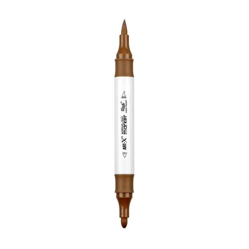 Rich Art-X Acrylic Duo Marker Çift Uçlu Su Bazlı Boyama Markörü  No:208 Kahverengi