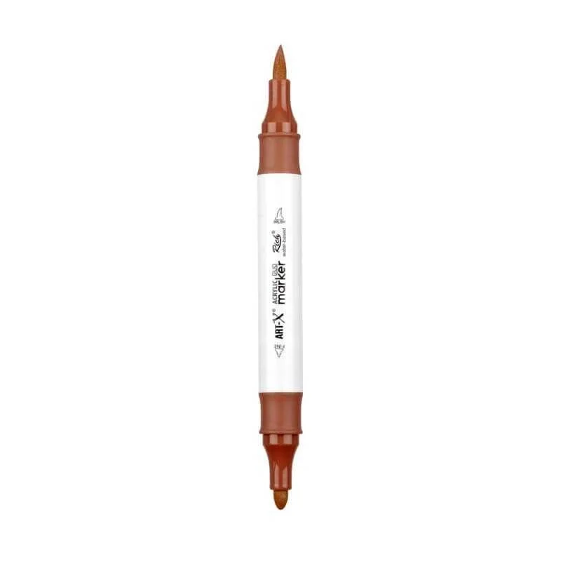 Rich Art-X Acrylic Duo Marker Çift Uçlu Su Bazlı Boyama Markörü No:204 Çikolata
