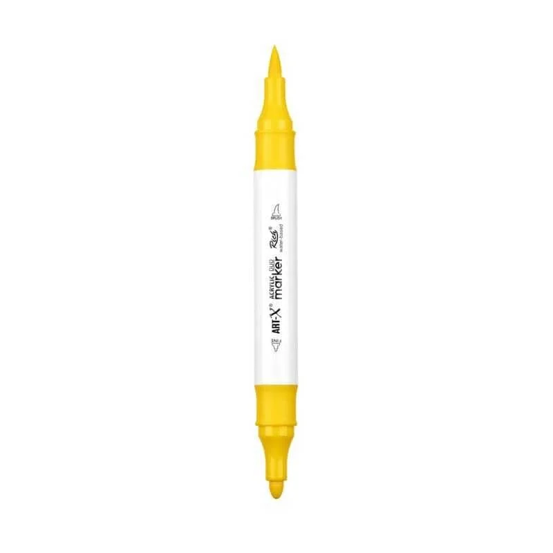 Rich Art-X Acrylic Duo Marker Çift Uçlu Su Bazlı Boyama Markörü No:20 Sarı