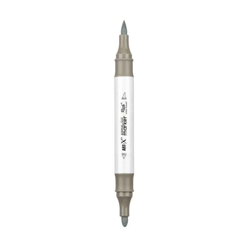 Rich Art-X Acrylic Duo Marker Çift Uçlu Su Bazlı Boyama Markörü  No:130 Taş Gri