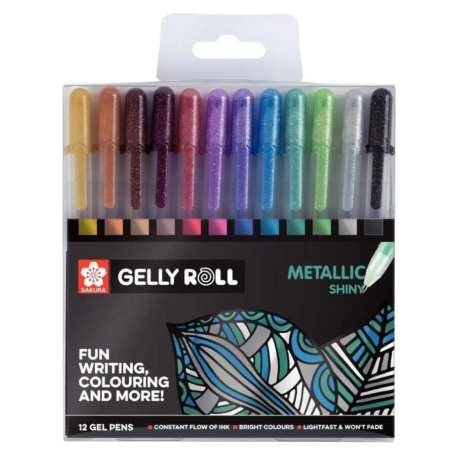Sakura Gelly Roll Jel Mürekkepli Metalik Kalem Seti Metallic Shiny Set 12 Renk