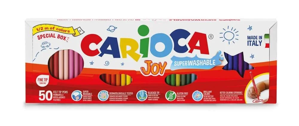Carioca Joy Süper Yıkanabilir Keçeli Boya Kalemi Seti 50 Renk (1/2 Metre)