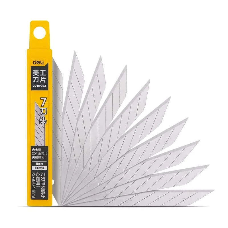 Deli 30 Derece Eğimli Dar Maket Bıçağı Yedeği 9 mm 10'lu Paket
