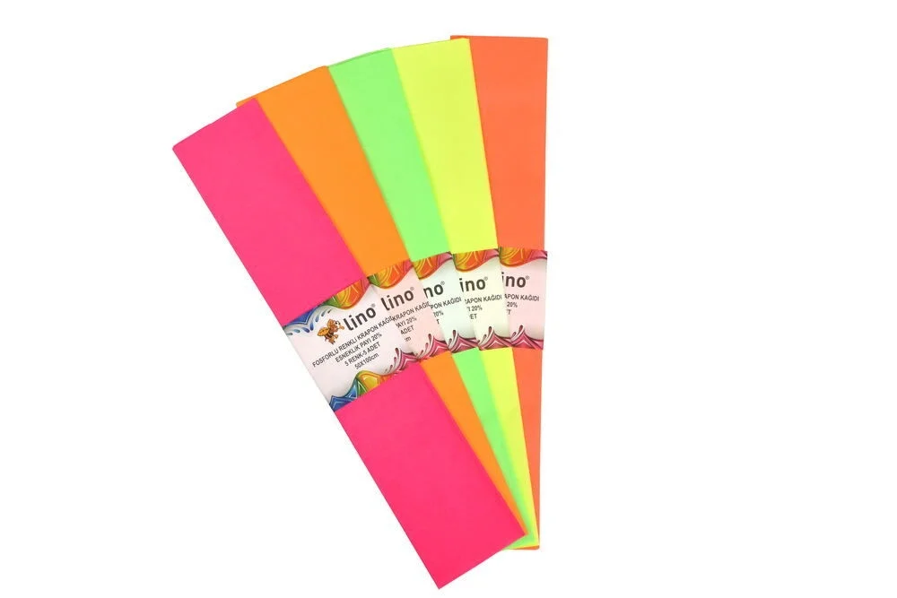 Lino Lüks Fosforlu Krapon Kağıdı 50x200 Cm.5 Renk 5'Li (PA-024F)