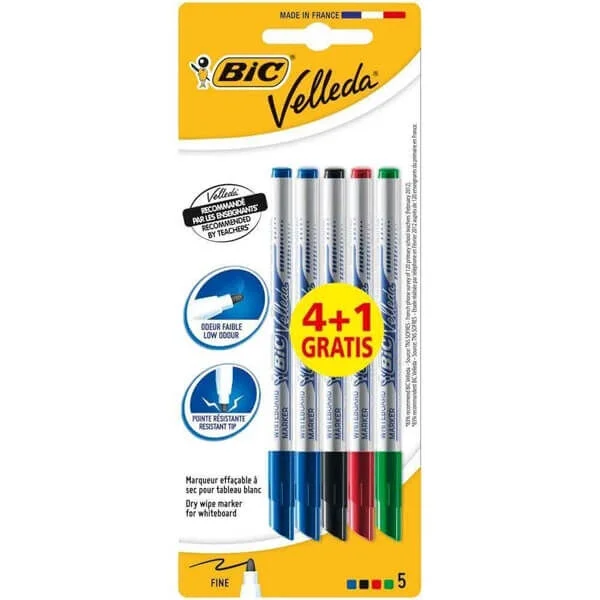 Bic Velleda Eco Beyaz Tahta Kalemi Seti Yuvarlak Uç  4+1'Li (875698***)