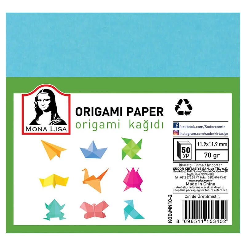 Südor Mona Lisa Origami Kağıdı 12x12 cm. 10 Renk 50 Adet