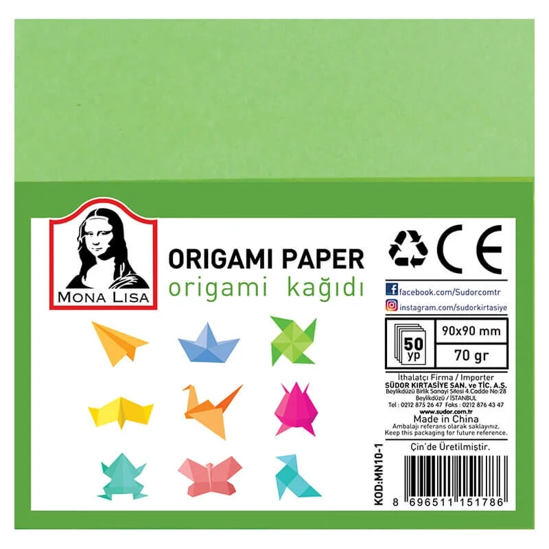 Südor Mona Lisa Origami Kağıdı 9x9 cm. 10 Renk 50 Adet