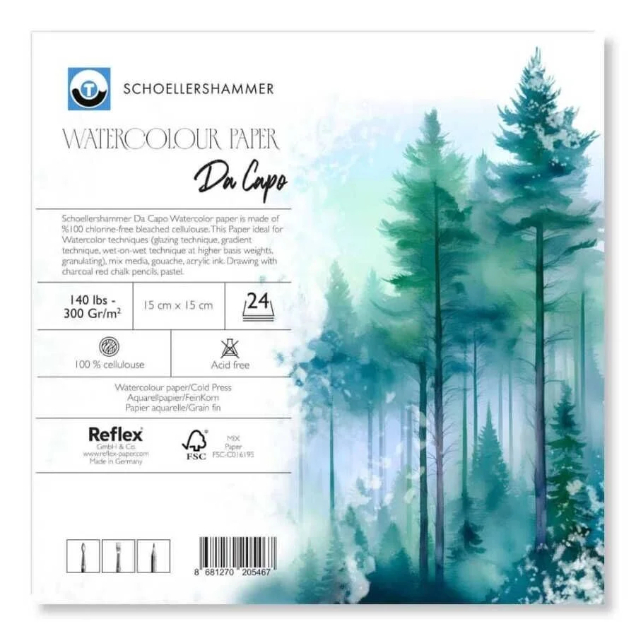 Schoellershammer Da Capo Cold Press Suluboya Defteri Blok 300 gr. 15x15 cm. 24 yaprak