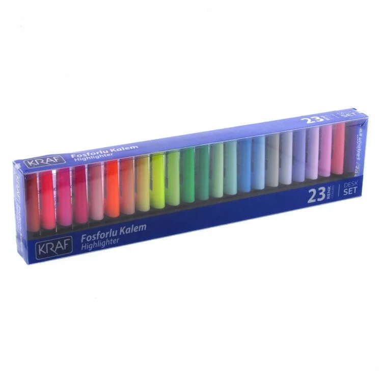 Kraf Fosforlu Kalem Seti 23 Renk Desk Set Masaüstü Stand