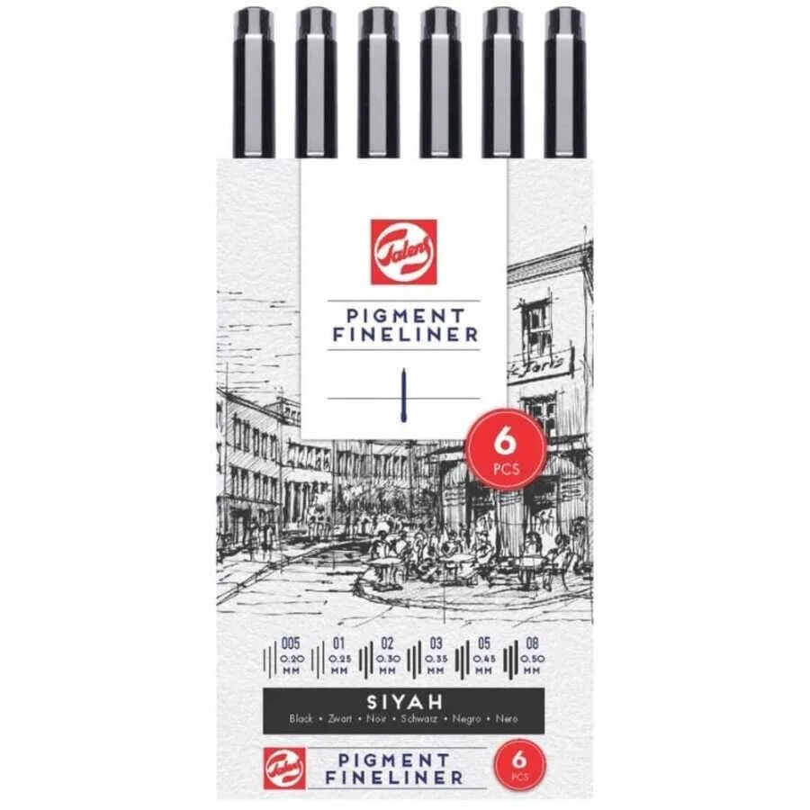 Talens Pigment Fineliner Teknik Çizim Kalemi Seti 6'lı