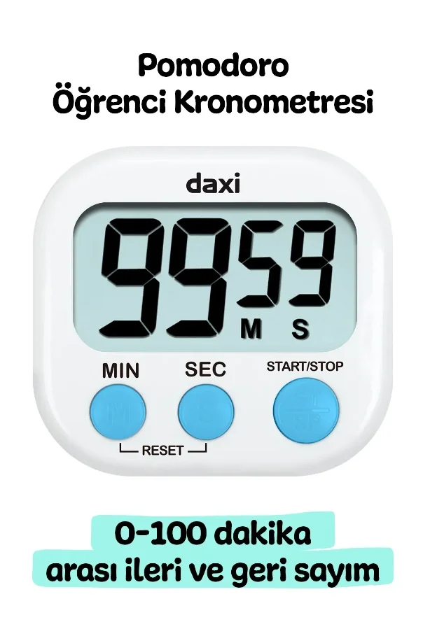 Daxi Dijital Zamanlayıcı Geri Sayım Özellikli Alarmlı Kronometre BEYAZ