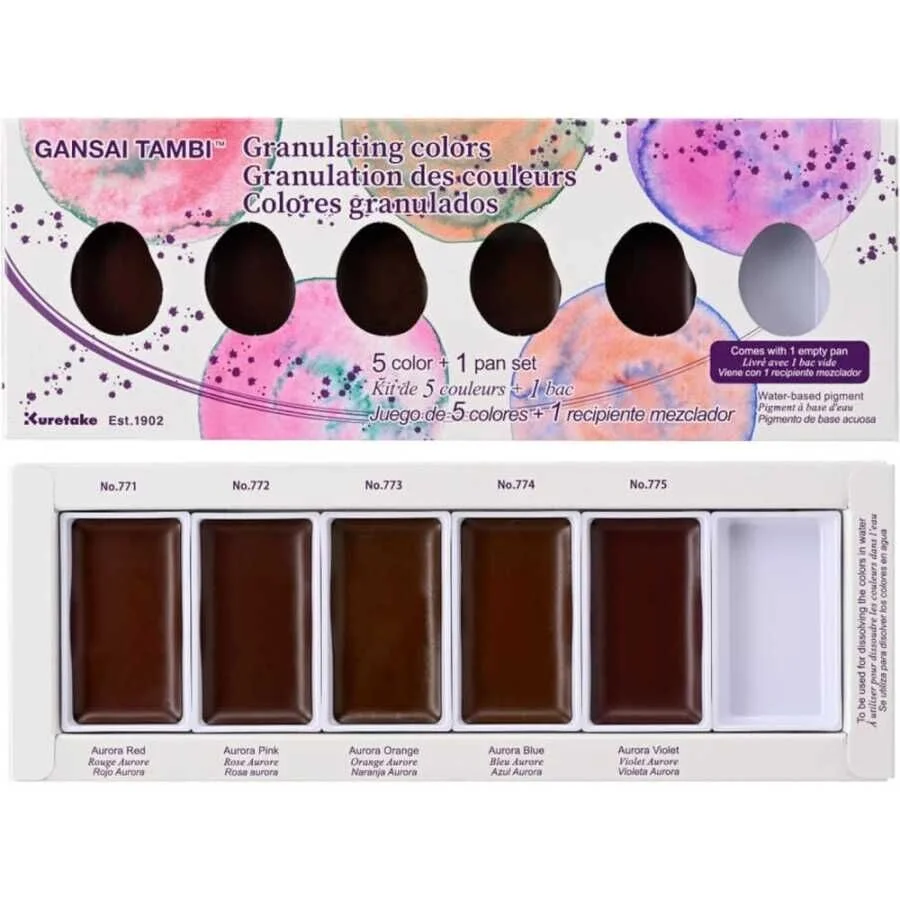 Zig Gansai Tambi Tablet Sulu Boya Seti Granulating Colors 5 Renk + 1 Boş Tablet
