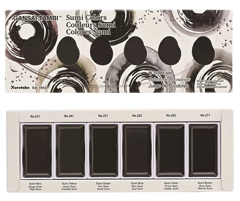 Zig Gansai Tambi Tablet Sulu Boya Seti Sumi Colors 6 Renk