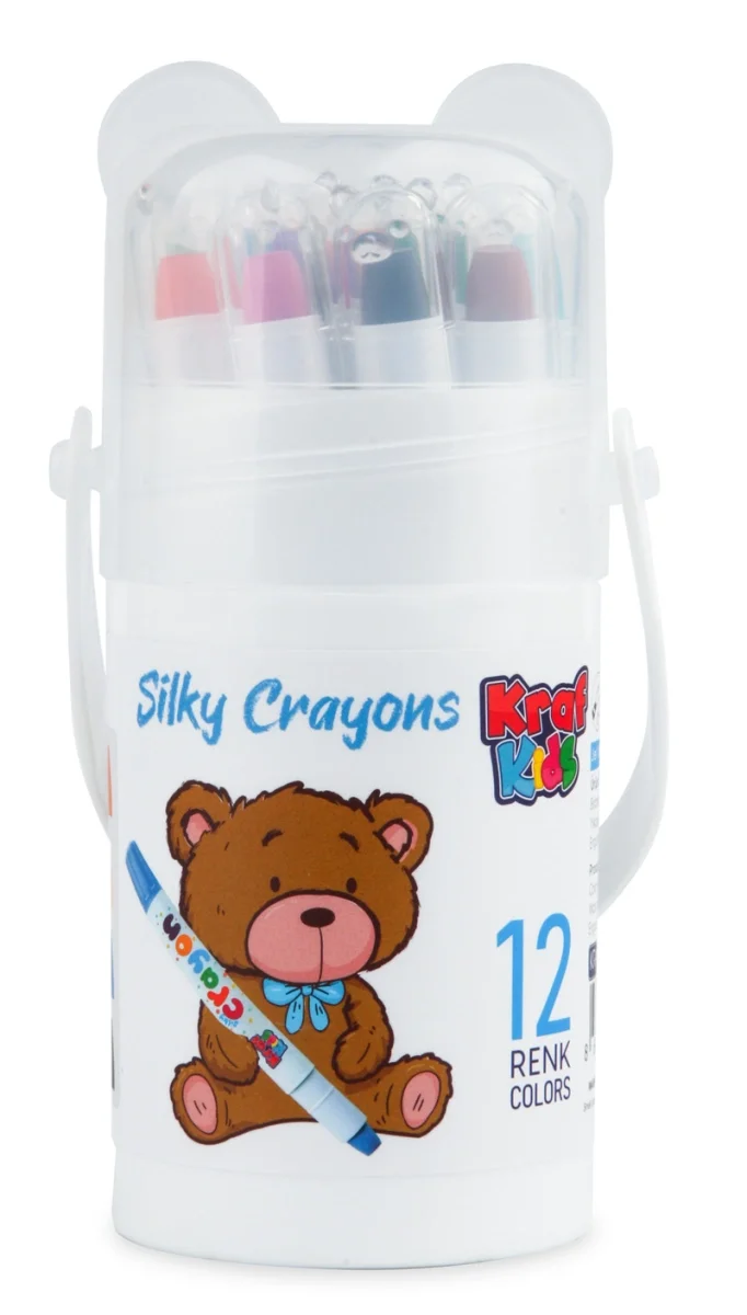 Kraf Kids Silky Crayon Çevirmeli Mum Pastel Boya 12 Renk