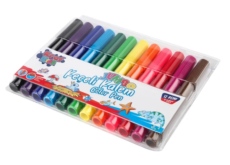 Kraf Kids Jumbo Keçeli Boya Kalemi 12 Renk