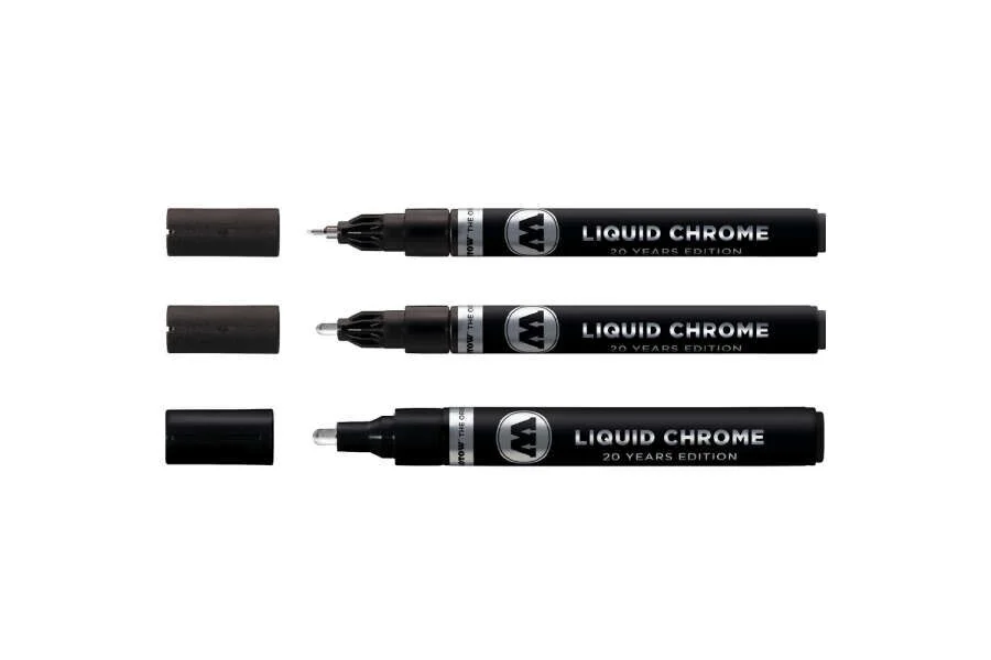 Molotow Liquid Chrome Ayna Efektli Krom Marker Kalem Seti 3'lü 1-2-4 mm.