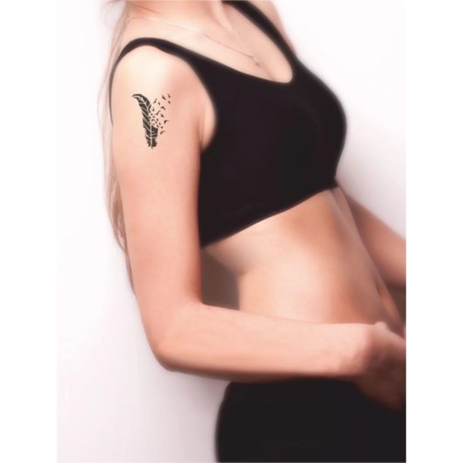 Kuş Tüyü-2 Tattoo Geçici Dövme Şablonları Kına Kalıpları