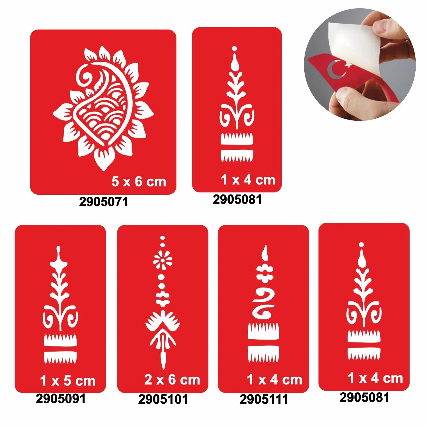 Buta 5'li Set Geçici Dövme Kına Şablonu