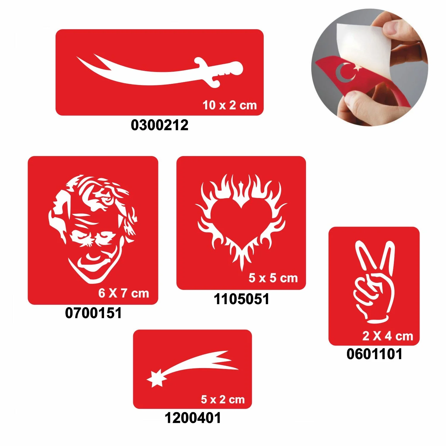 Zafer Modelleri 5'li Set Geçici Dövme Kına Şablonu