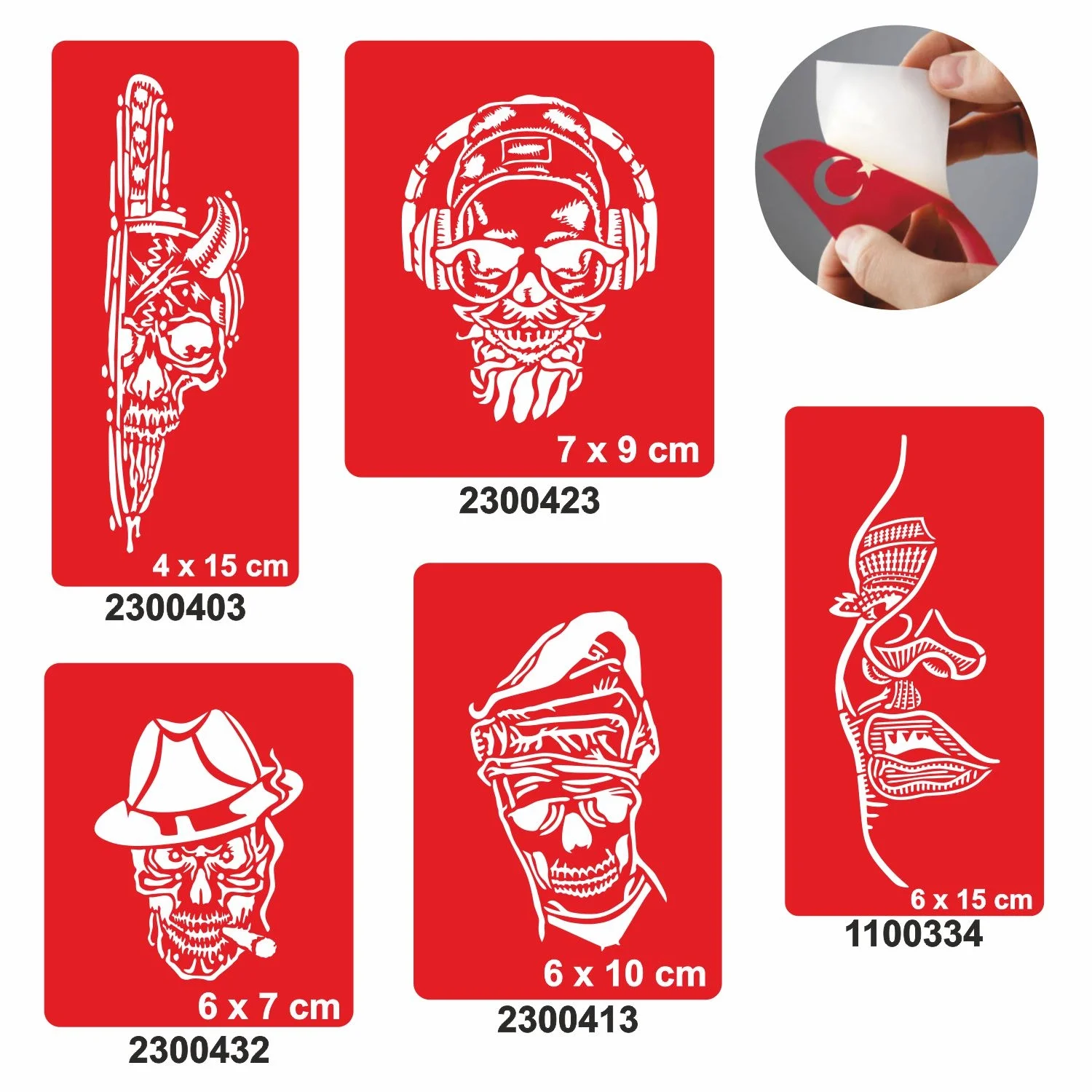 Korkusuz kuru kafa Modeller Dövme Şablonu Kına Deseni