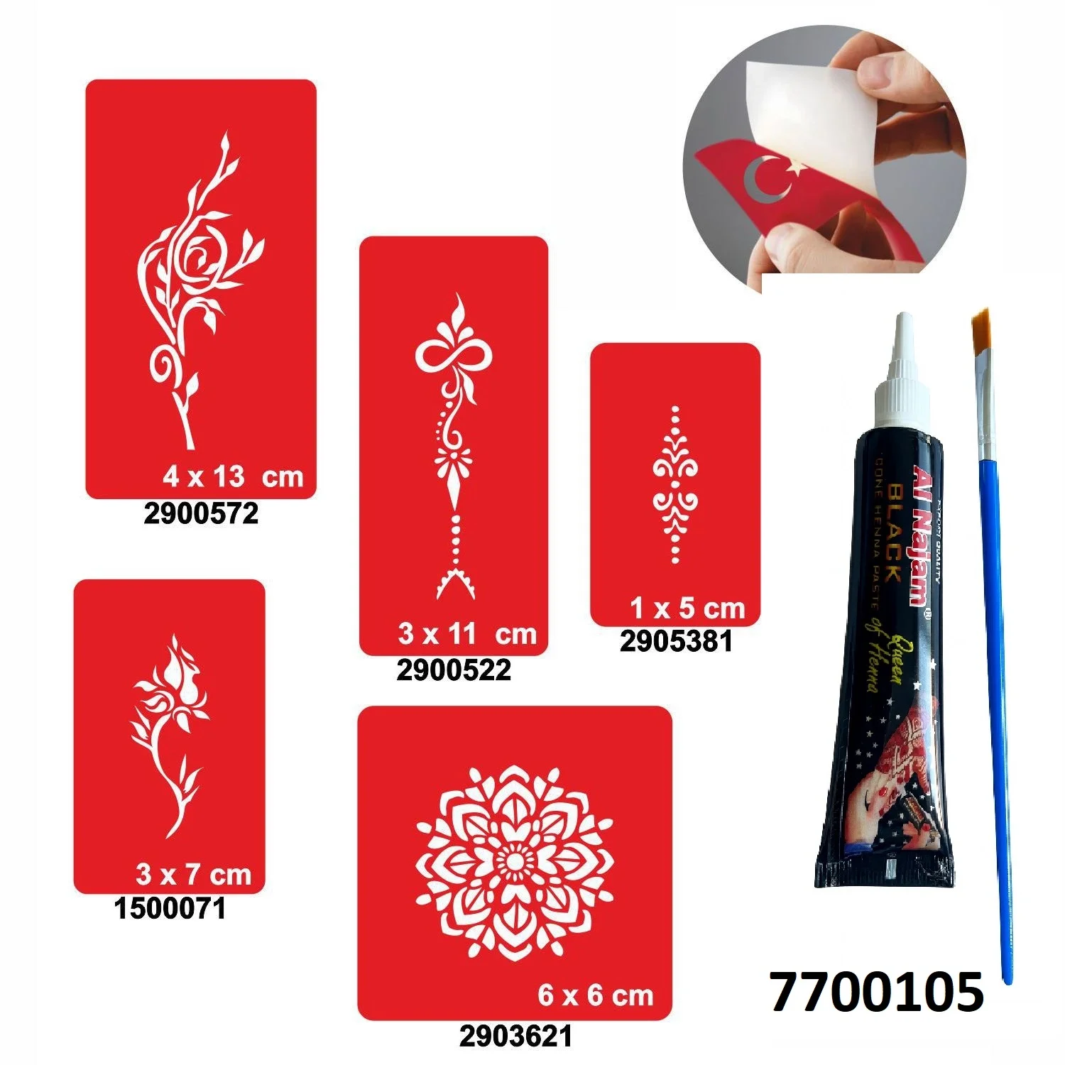 Çiçekli Desenler Kına ile Geçici Dövme Yapma Seti
