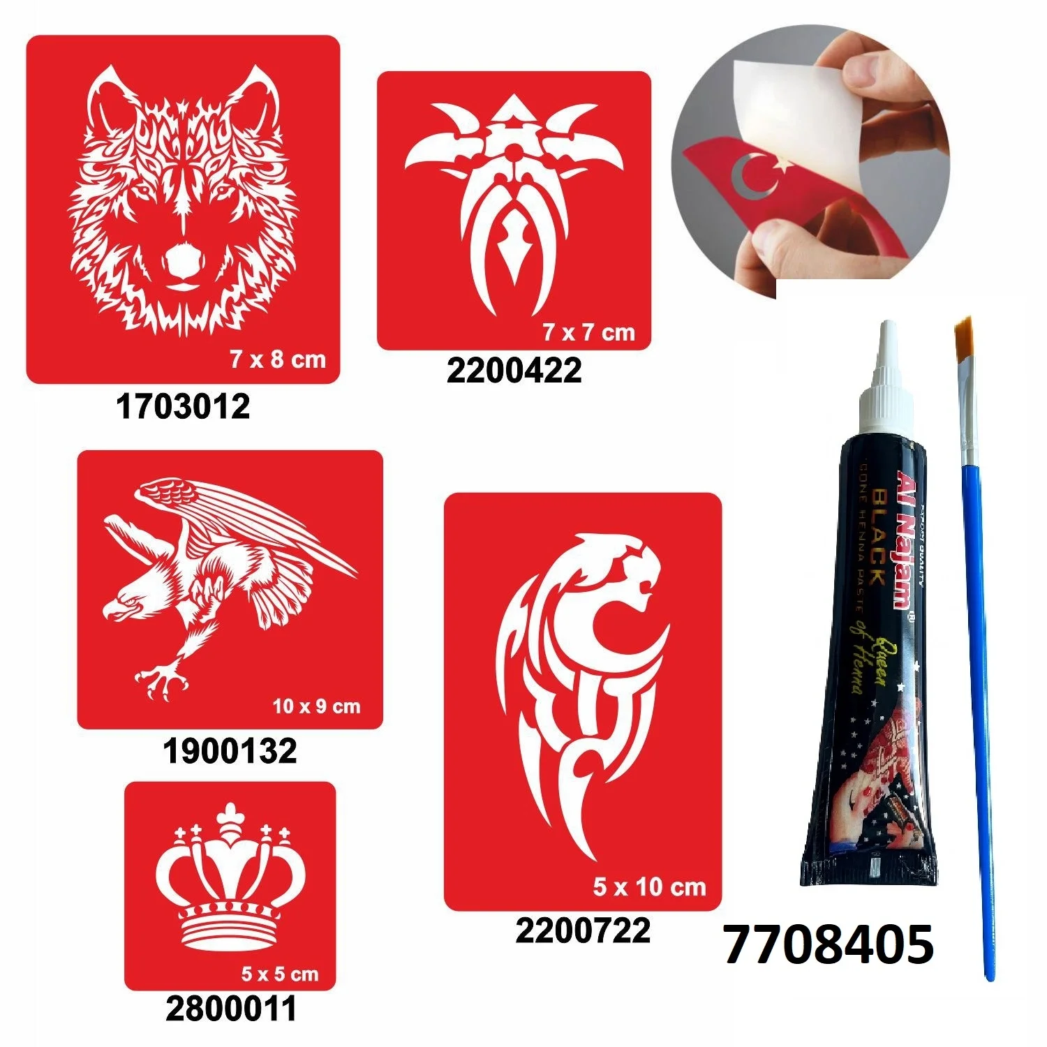 Vahşi Tribal Desenleri Hint Kınası ile Geçici Dövme Yapma Seti