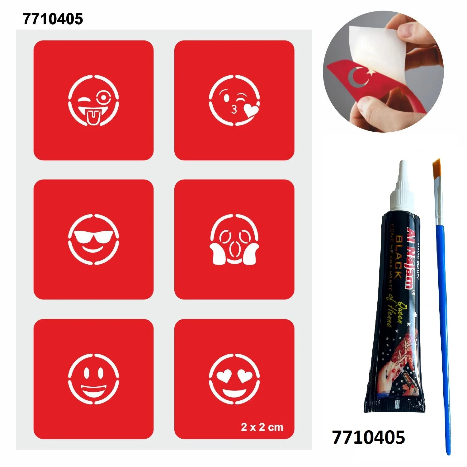 Sevimli Emojiler Hint Kınası ile Geçici Dövme Yapma Seti