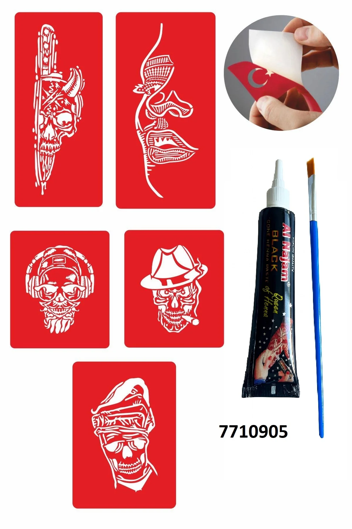 Çılgın Kuru Kafalar Hint Kınası ile Geçici Dövme Yapma Seti