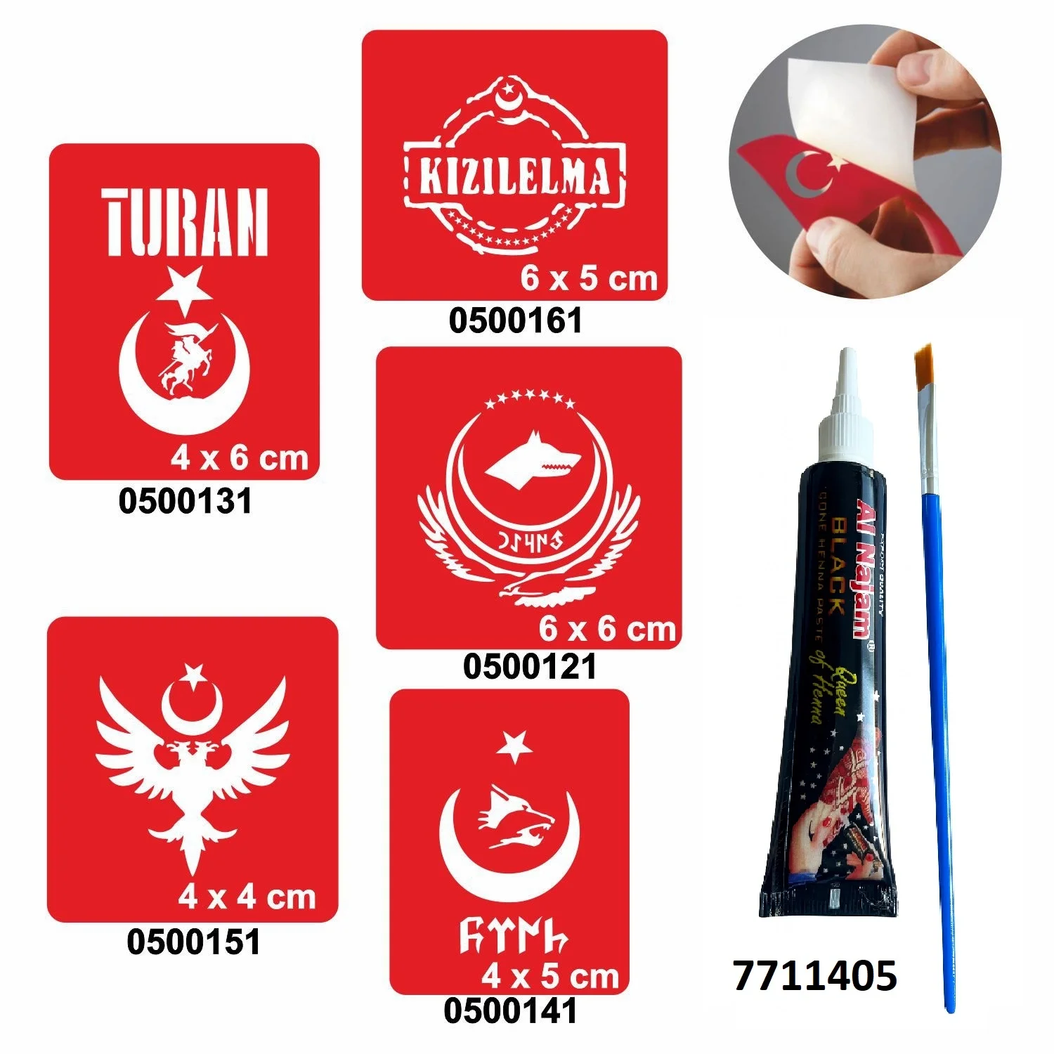Türkçülük Sembolleri  Hint Kınası ile Geçici Dövme Yapma Seti