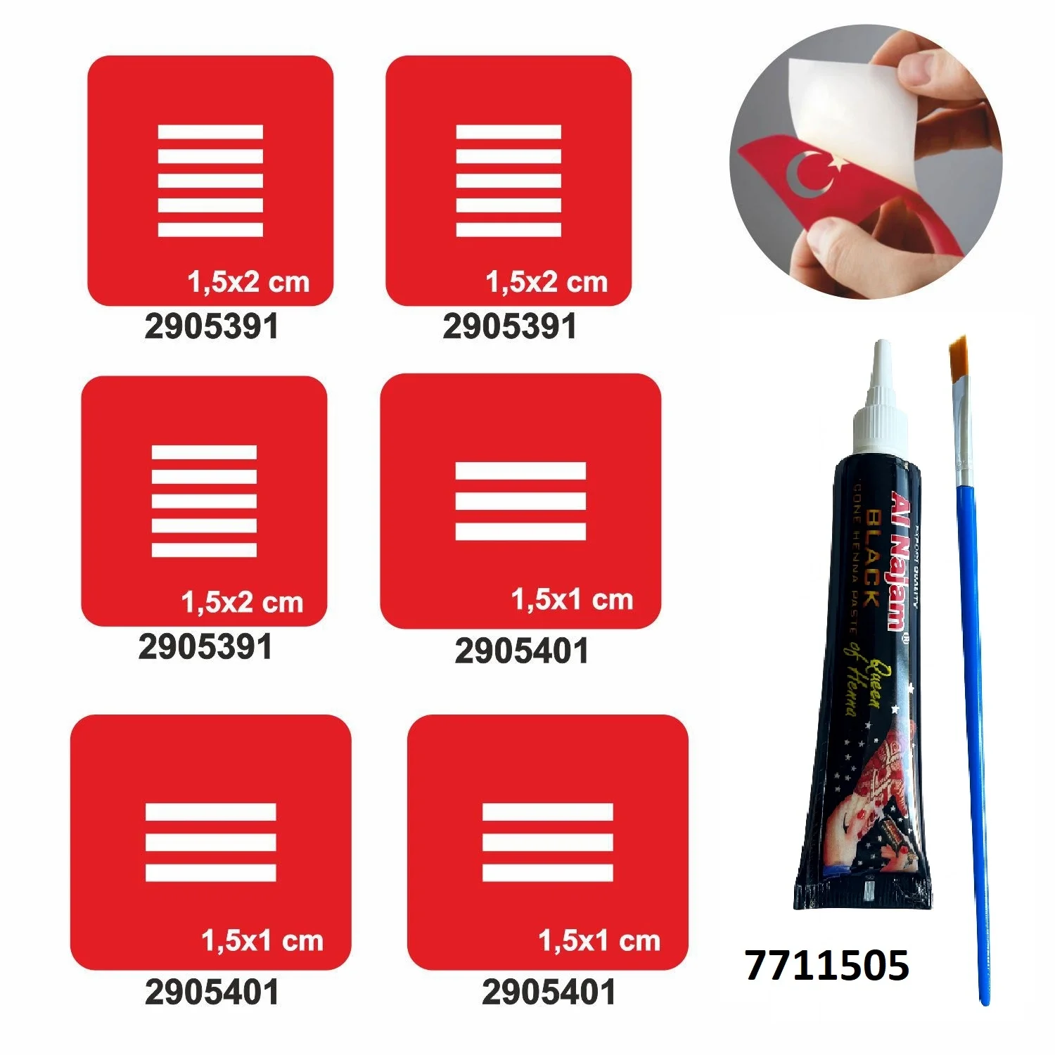 Parmak Çizgi Desenleri Hint Kınası ile Geçici Dövme Yapma Seti