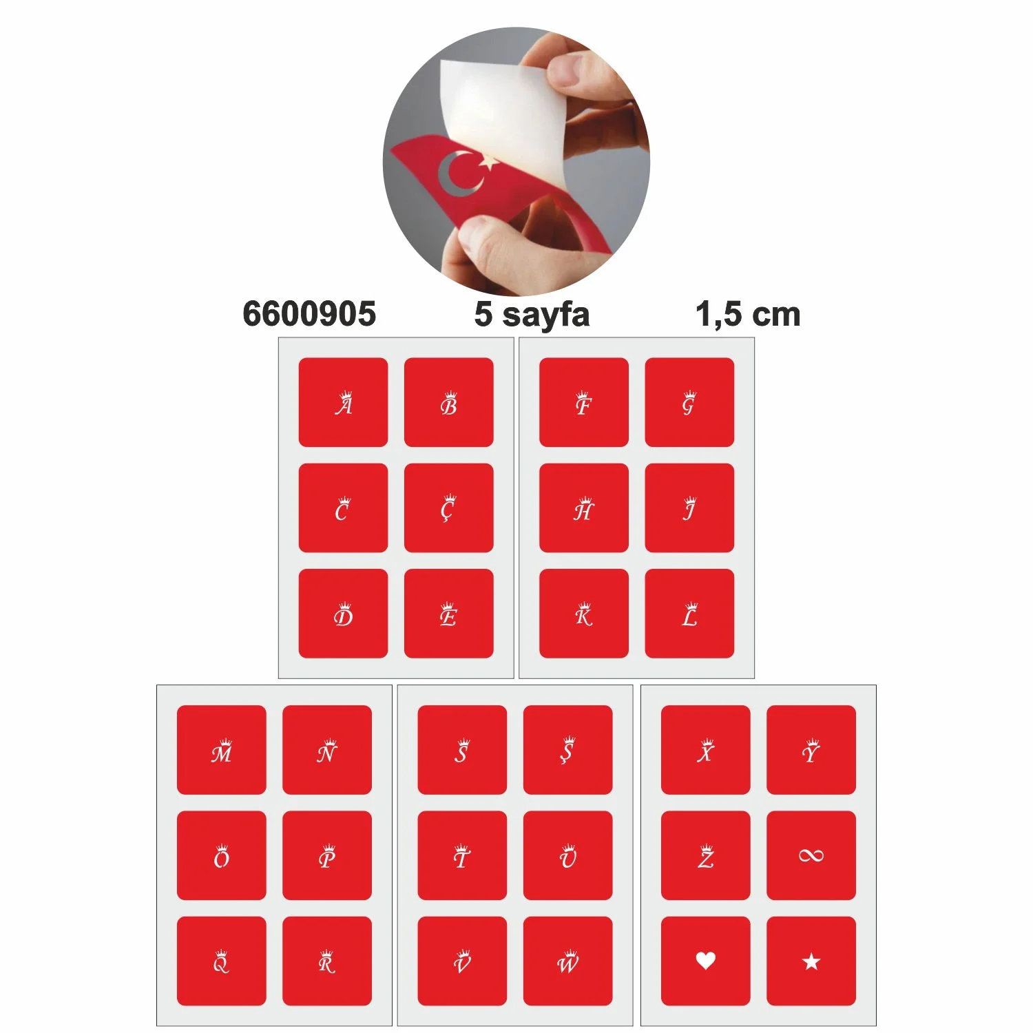Mini Taçlı Harf  Dövme Şablonu Seti