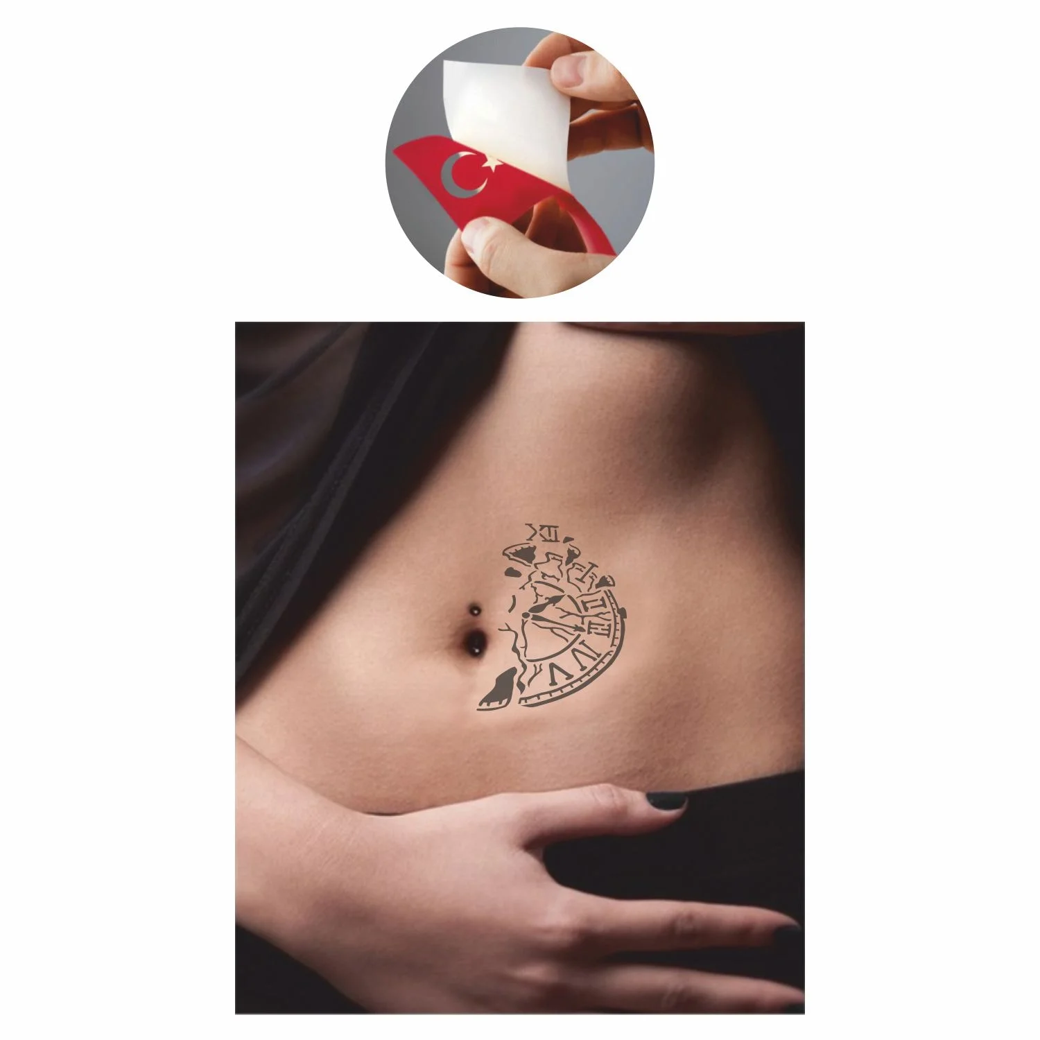Zaman Saat  Tattoo Geçici Dövme Şablonları Kına Kalıpları